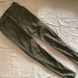 army green skinny jeans, high waisted